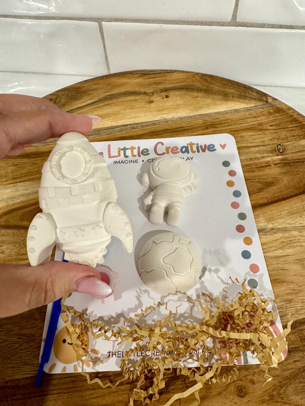 Set of 10 space themed plaster painting party favors