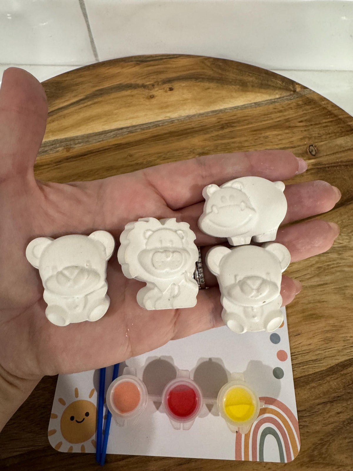 Set of 10 animal themed plaster painting party favors